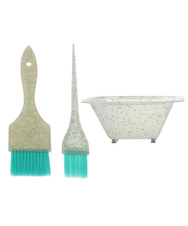 Vaguelly Kit de Coloration Capillaire Professionnel Vert Comprenant Bol Teinture Pinceau pour Teinture Capillaire Poils Souples pour Salon Barbier et Usage Domestique