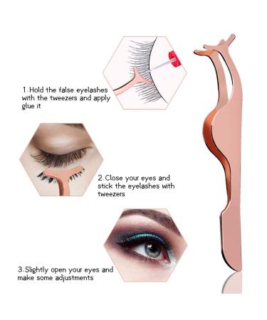 False Eyelash Applicator Tool - 3 Pack Stainless Steel Tweezers & Remover Clip for Easy Application | Perfect Eyelash Extension Accessories for Women - Buy Online on GoSupps.com