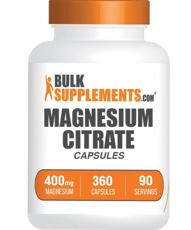 BulkSupplements.com Magnesium Citrate Capsules - Magnesium Supplement Magnesium Citrate 400mg - Gluten Free 4 Capsules per Serving 360 Count (Pack of 1)