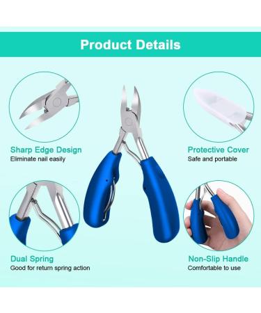 URAQT Toenail Clippers - Precision Nail Cutter for Thick Nails - Stainless Steel Heavy Duty Clippers for Ingrown Thick Toenails - Blue - Buy Online on GoSupps.com