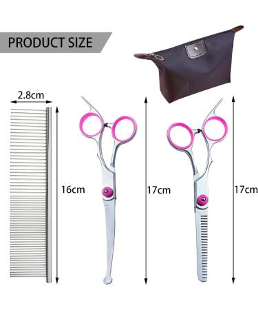 DKDDSSS 4 Pieces Dog Grooming Scissors Pet Grooming Scissors with Safety Round Tip Pet Dog Cat Curved Grooming Shears Scissors Professional Thinning Shears Grooming Comb for Dogs and Cats (Pink) - Buy Online on GoSupps.com