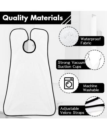 Beard Bib Apron - Father's Day Gift | Waterproof Grooming Cape for Men | Hair Clippings Catcher with Suction Cups - White - Buy Online on GoSupps.com