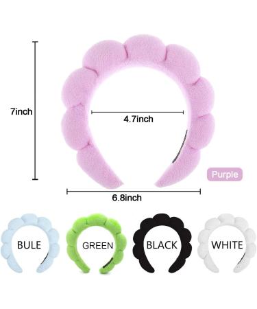Spa Terry Cloth Headband Set for Women - Black+Purple | Soft Bubble Skincare Headbands with Face Wash Wristbands | Perfect Makeup and Face Washing Accessory | Great Gift Idea - Buy Online on GoSupps.com