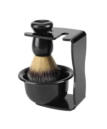 Premium 3-in-1 Shaving Brush and Bowl Set for Men | Badger Hair Brush Shaving Bowl & Holder | Perfect Shaving Kit in Black - Buy Online on GoSupps.com