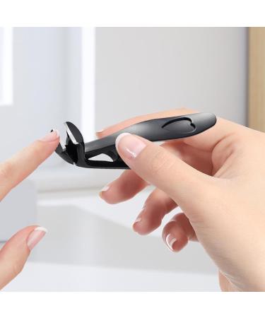 Nail Clippers Splashproof Nail Clippers | Extra Large Opening Stainless Steel Nail Clippers - Anti-Rust Nail Clipper with Extra Large Buzzer-Shaped Opening that Conforms to Shape D Black - Buy Online on GoSupps.com