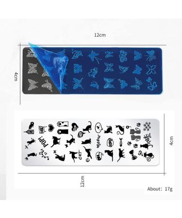 Nail Art Stamping Plates Set - Cat Easter & Flower Designs | Silicone Manicure Stamper & Scraper | Perfect Gift for Women - Style 7 - Buy Online on GoSupps.com