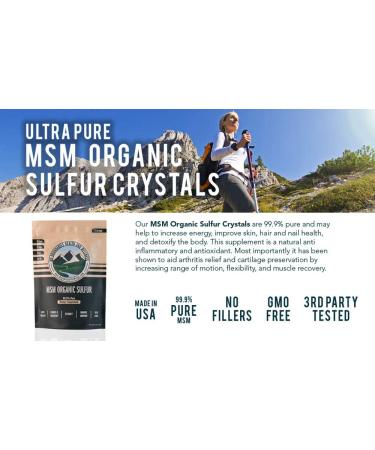 MSM Organic Sulfur Crystals - 99.9% Pure, All-Natural Supplement by No Boundaries Health | Joint Pain, Allergy Relief, Skin & Hair Health - 8oz Pack - Buy Online on GoSupps.com