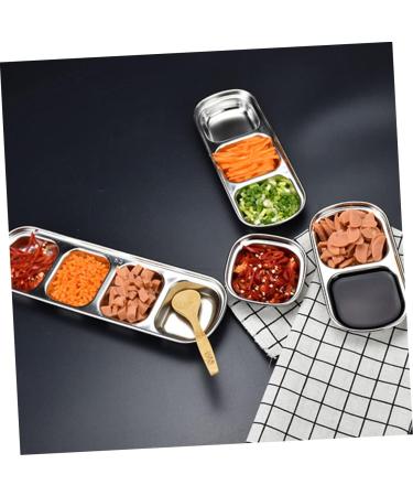 8 Pcs Stainless Steel 4 Compartments Mini Saucer Stainless Steel Dish Soy Sauce Plates Non-magnetic Soy Sauce Vegetables Silver Soy Sauce Dishes Chip and Dip Serving Set ( Color : Silverx4pcs Size : 26.6X8.1CMx3pcs Silverx4pcs - Buy Online on GoSupps.com
