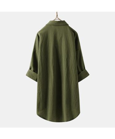 Womens Linen Shirts Casual Long Sleeve V-Neck Blouse Button Up Ladies Going Out Work Office Loose Fit Tunic Top Retro Summer Tee Tops 1061-qppoj-ag-f M - Buy Online on GoSupps.com