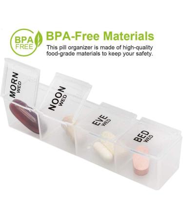 Tablet Box for 14 Days - 4 Compartments | Arthritis-Friendly BPA-Free PU Leather Medication Organizer | Easy Open Pill Dose - International Shipping Available - Buy Online on GoSupps.com