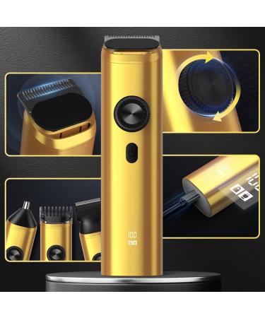 Sejoy Beard Trimmer & Grooming Kit for Men - Cordless Waterproof USB Rechargeable Hair Clippers & Nose Hair Trimmer with LED Display - All-in-One Gold Set - Buy Online on GoSupps.com