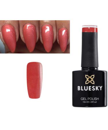 Bluesky GEL POLISH CORAL REEF SALMON PINK SHIMMER COLOR Nail CS32 UV LED Soak Off 10ml