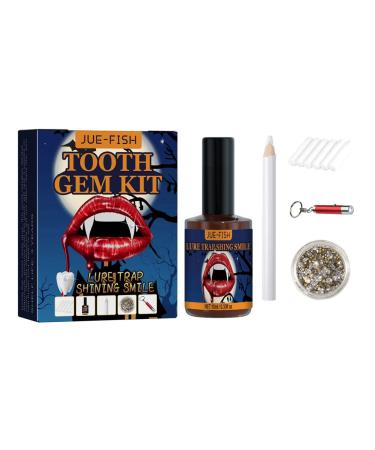 Halloween DIY Tooth Gem Kit Tooth Jewelry Set with Glue for Teeth and Light Curing for Reflective Tooth Ornament Decoration Dental Tooth Gem Set Tooth Crystals Jewelry Set for Halloween