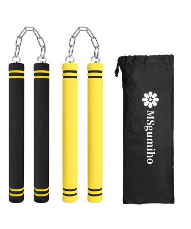 MSGumiho Nunchucks Safe Foam Rubber Training Nunchucks Nunchakus with Steel Chain for Kids Adults & Beginners Practice and Training BKRE 2