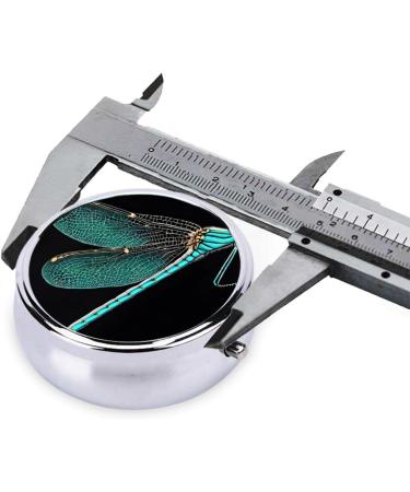 Dragonfly Black Printed Mini Round Pill Box | 3 Compartment Medicine Organizer | Portable Travel Pill Case for Home & Office - Buy Online on GoSupps.com