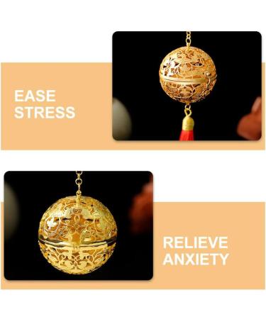 Vintage Cage Locket Pendant | Brass Hollow Round Aromatherapy Essential Oil Diffuser Charm for DIY Jewelry Making - Golden - Buy Online on GoSupps.com