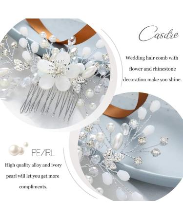Silver Rhinestone Bride Wedding Hair Comb with Pearls - Bridal Hairpiece for Women and Girls - Buy Online on GoSupps.com