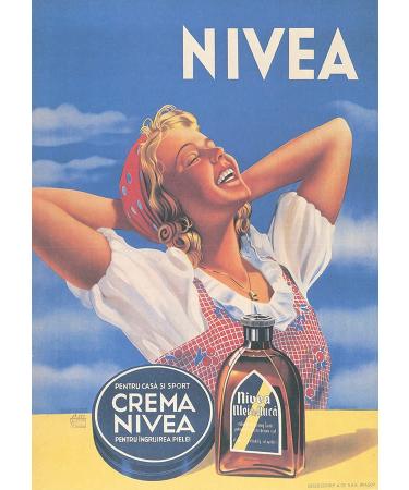 BillerAntik Nivea Cream advertising from Romania girls beauty art print advertising 380