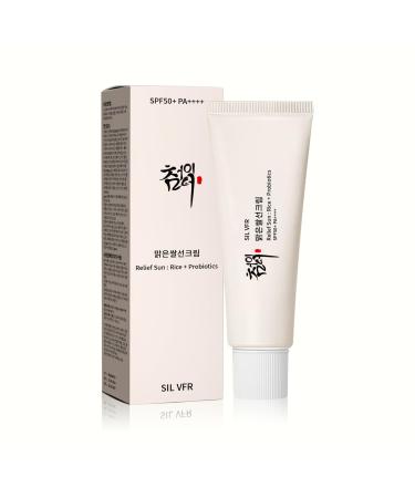 Korean Sunscreen Cream Relief Sun Organic Sunscreen Korean Sunscreen SPF 50+++++PA+++++ Suit for All Skin Type Moisturizing Skin and UV Defense