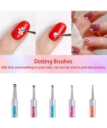 Lofuanna 5 PCs Nail Brush Set | Nail Art Design Pens Gel Brushes & Dotting Tools for Salon & DIY Use - Buy Online on GoSupps.com