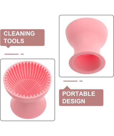 FOMIYES Makeup Brush Cleaner Cup Silicone Makeup Cleaning Brush Scrubber Bowl Cosmetic Brush Cleaning Pad Portable Brush Washing Tool Beauty Sponge Cleaner Pink - Buy Online on GoSupps.com