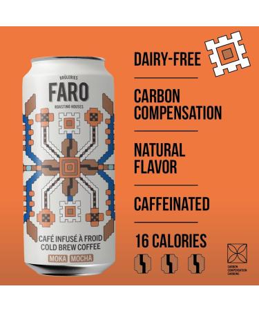 Caf FARO Cold Brew Coffee Dairy Free Low Acidity Rich Mocha Blend with Chocolate Notes Iced Coffee Drink 225 ml Ready-to-drink Coffee in Can (12 Pack) - Buy Online on GoSupps.com