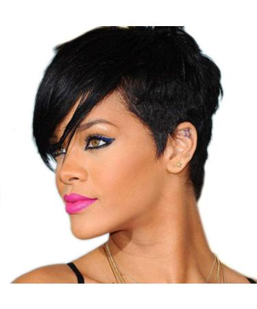 Shop Rihanna-Inspired Short Black Straight Fashion Wig | High Temperature Silk Hair - International Shipping Available - Buy Online on GoSupps.com