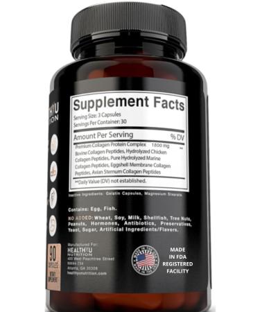 Premium Multi Collagen Peptides Pills - Hydrolyzed Collagen Capsules for Men and Women Types 1 2 3 5 10 - Collagen Supplements for Men - Colageno Hidrolizado Pastillas para Hombre Mujer 90 caps - Buy Online on GoSupps.com