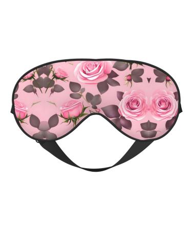 Pretty Pink Roses Eye mask Soft Elastic and Adjustable Nighttime Comfort Sleeping mask Suitable for Both Men and Women Black