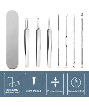 7Pcs Blackhead Remover Tool Set Professional Pimple Spot Popper Acne Comedone Extractor Kit Stainless Steel Blackhead Removal for Blemishs Whitehead Popping Spot Zit Removing with Case(Silver) - Buy Online on GoSupps.com