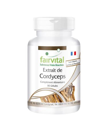 Fairvital | Cordyceps Extract 500mg Highly Dosed - 90 Capsules - Cordyceps Sinensis - Standardized to 40% Polysaccharides
