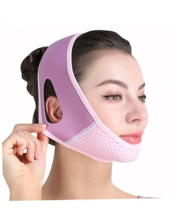 Double Chin Reducer | V Line Lifting Mask & Chin Strap for Women - Face Slimming Solution (Purple - Buy Online on GoSupps.com