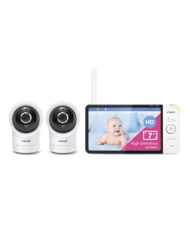 VTech RM7764-2HD 1080p Smart WiFi Remote Access 2Camera BabyMonitor, 360 Pan&Tilt, 10X Zoom, 7 720p HD Display, HD NightVision, Soothing Sounds, 2-Way Talk, Temperature&Motion Detection, iOS&Android 2 Camera