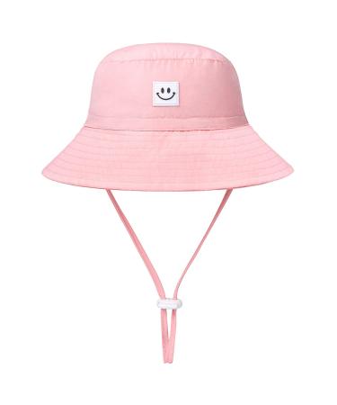 HSYZZY Baby Sun Hat Smile Face Toddler UPF 50+ Sun Protective Bucket hat Nice Beach hat for Baby Girl boy Adjustable Cap 9-18 Months Pink