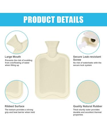 Vicloon 2L Hot Water Bottle with Soft Faux Fur Cover - Hot/Cold Compress for Pain Relief, Hand & Feet Warmer - Safe and Durable - Grey - Buy Online on GoSupps.com