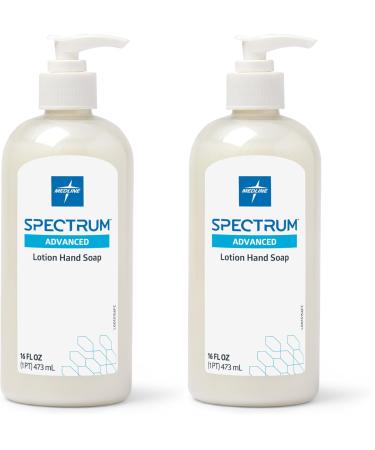 Medline Spectrum Advanced Lotion Hand Soap 16 oz Pump Bottle Clean Scent pH-Balanced Hypoallergenic Formula Soap for Sensitive Skin 1 Each (Pack of 2) 1 Fl Oz (Pack of 2)