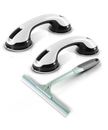 2PCS Shower Handles for Elderly Suction, Handicap Grab Bars for Bathubs and Showers, Bathroom Shower Grab Bar for Seniors with Strong Suction Cup for Wall, 12in Safety Support Handle