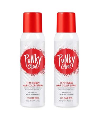 Punky Temporary Hair Color Spray Cougar Red Non-Damaging Spray-On Hair Dye Instant Vivid Hair Color 3.5 oz 2-Pack 3.5 Ounce (Pack of 2) Cougar Red