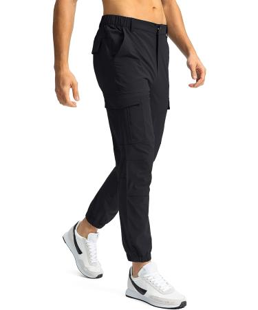 Pinkbomb Men's Hiking Cargo Pants | Slim Fit Stretch Joggers with 7 Pockets | Golf & Work Pants (Black, Medium) - Buy Online on GoSupps.com