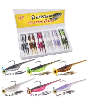 Crappie-Baits- Plastics-Jig-Heads-Kit-Shad-Minnow-Fishing-Lures-for Crappie-Panfish-Bluegill-40 &135 Piece Kit BABY SHAD 40 pc.KIT COMBO 1