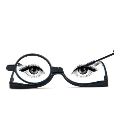 MMOWW Makeup Reading Glasses Magnifying Makeup Glasses for Womens with Flip-Down Single Lens Rotating Glasses (Black 3.0) Black 3.0 x