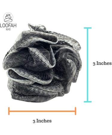 12-Pack Bamboo Charcoal Black Bath Loofah Shower Sponge Poufs - Wholesale Bulk Lot - Buy Online on GoSupps.com