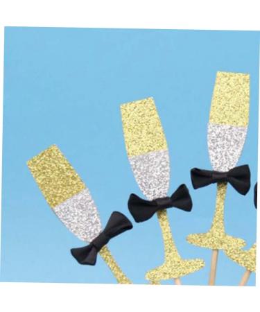 ibasenice 40 Pcs Engagement Cake Topper Glasses Cupcake Toppers Bride and Groom Cake Topper Bridal Shower Cake Decor Mr and Mrs Cake Topper Gold Decor Bridegroom Toast Decorations - Buy Online on GoSupps.com