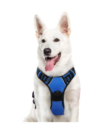 Eagloo dog harness Large dogs anti -train dog harness with reflex strips and control adjustable and adjustable dish Dog large chest harness for labrador blue XL XL (1 Pack) blue
