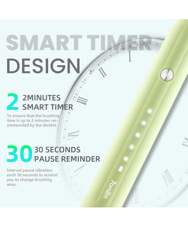 7AM2M Sonic Electric Toothbrush for Adults and Kids One Charge for 90 Days with 6 Brush Heads 5 Modes with 2 Minutes Build in Smart Timer Roman Column Handle Design(Green) Green No Travel Case - Buy Online on GoSupps.com