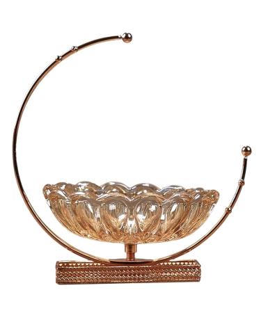 Fruit Basket Fruit Bowl Crystal Glass Fruit Bowl Modern Creative Handmade Fruit Basket Transparent Metal Base Kitchen Organizers and Storage