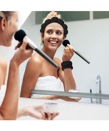 Funspread Sponge Spa Headband 3 Pack for Women - Face Washing, Skincare, Makeup Removal - Hair Accessories Set - Mothers Day Gifts - Black - Buy Online on GoSupps.com