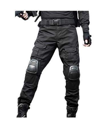 JOYASUS Paintball BDU Tactical Pants Airsoft Pants Multi-Pocket Duty Pants with Knee Pads XL Black