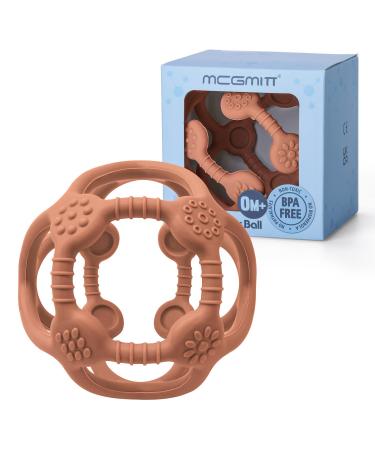 McGmitt bite ring for babies-silicone baby ball bite ring bpa-free gripping toys soft gripping ball for babies young girls flexible motorikball light grasping baby toys from 3-12 months (caramel) - Buy Online on GoSupps.com