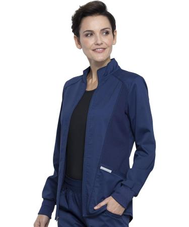 Cherokee Women's Zip Up Scrub Jacket | Breathable Mesh | Shirttail Hem | Navy, XL - WW301 - Buy Online on GoSupps.com